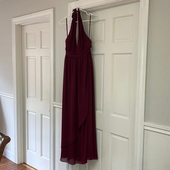 Lulus | Dresses | Barely Worn Burgundy Or Red Wine Color Long Halter Dress  No Rips Or Flaws
